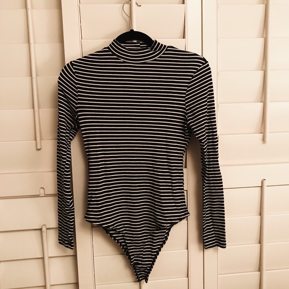 Striped Turtleneck Bodysuit
